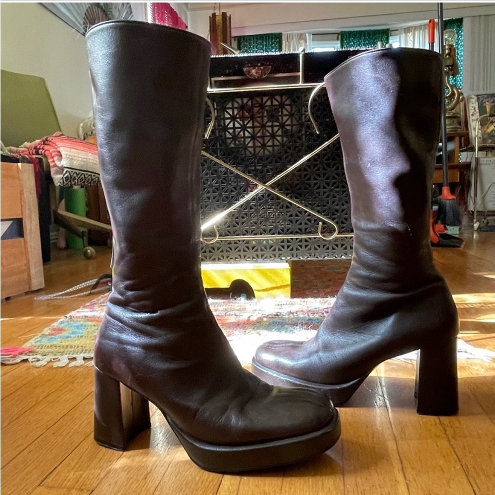 Y2K Vintage Made in Japan Chocolate Brown Platform Boots